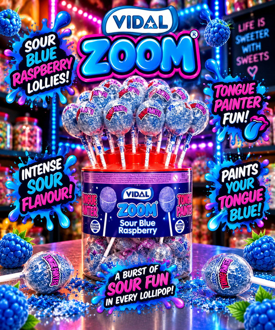 5x Large Sour Blue Raspberry TP Lollies