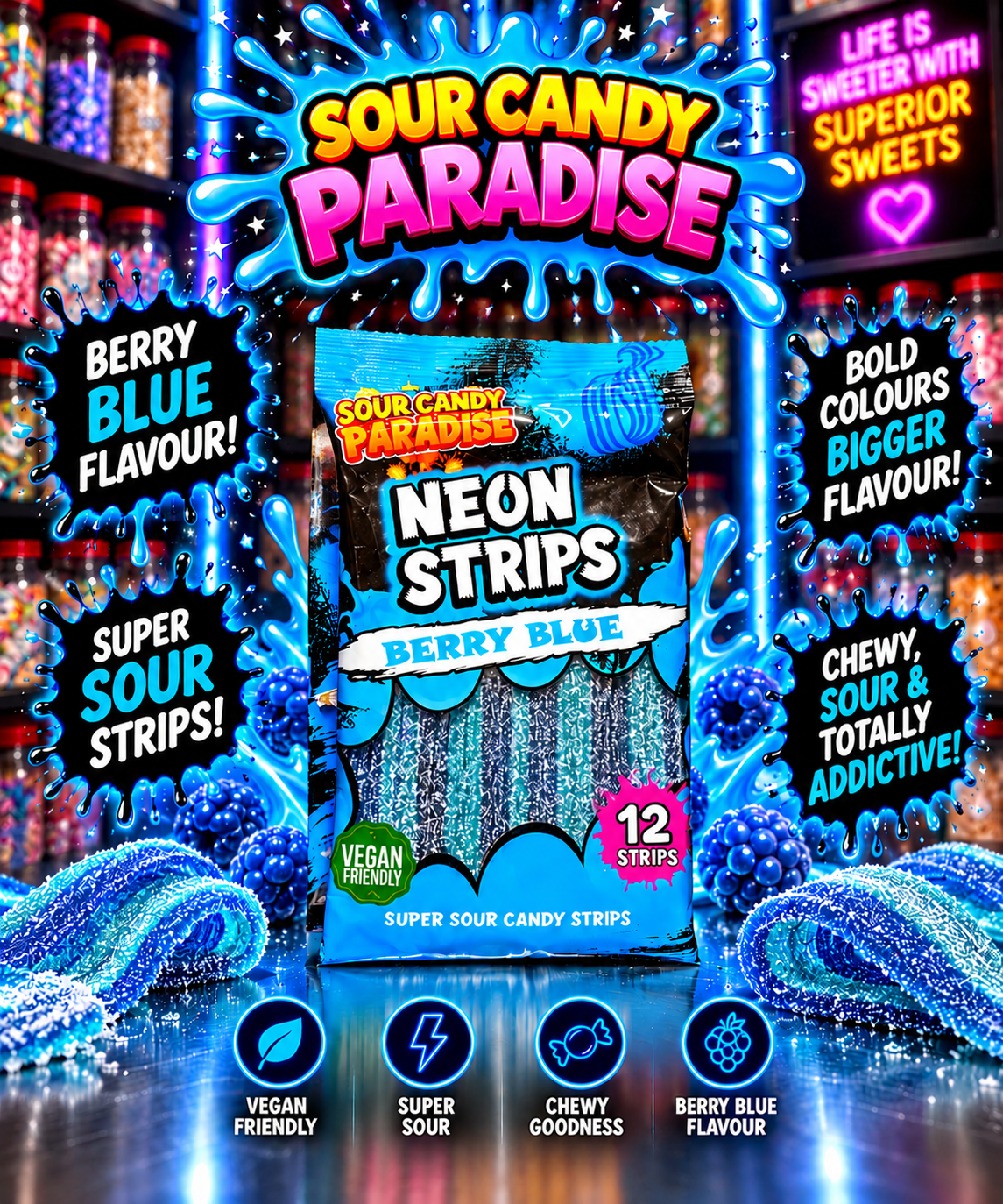 Neon Strips - Berry Blue