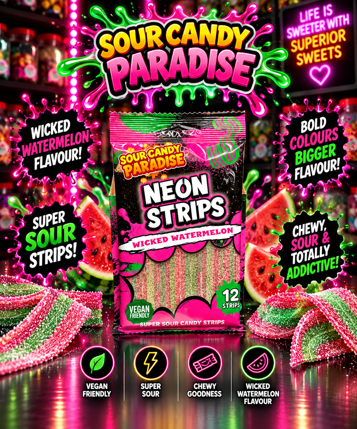 Neon Strips - Watermelon