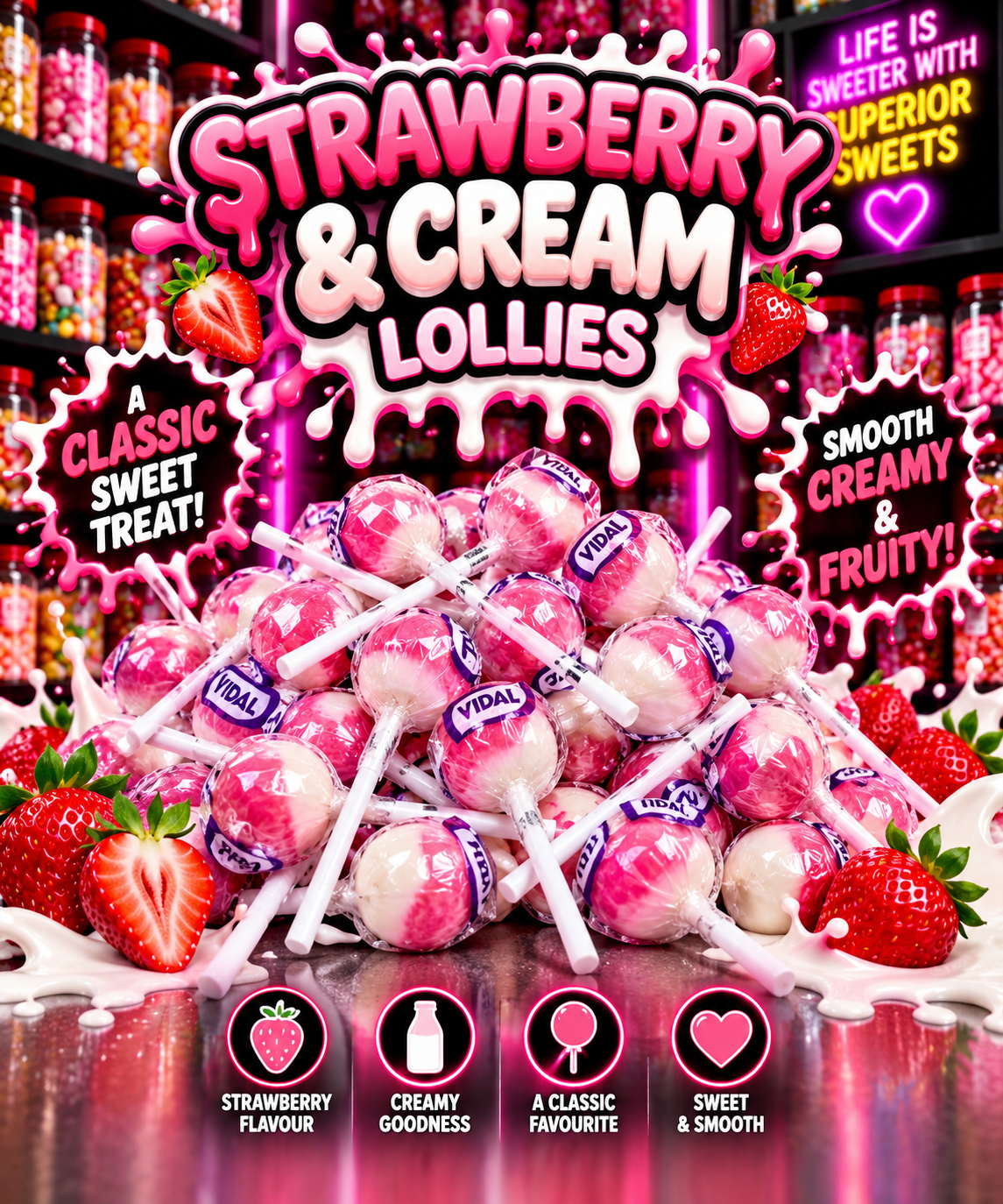 10x Strawberry & Cream Lollies