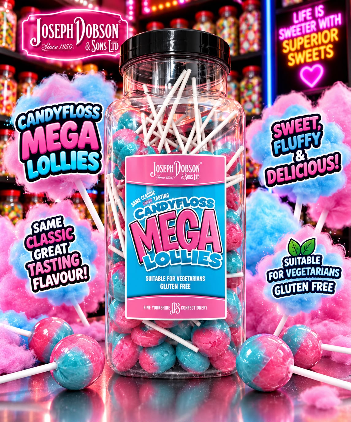 5x Candyfloss Mega Lollies